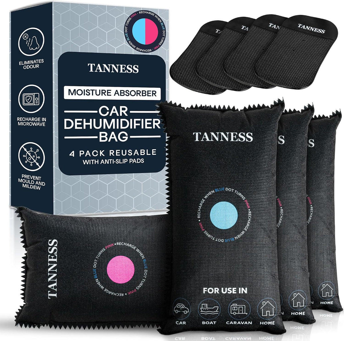 Reusable Car Dehumidifier Bags - 1kg / 4 Pack - DREIBACH