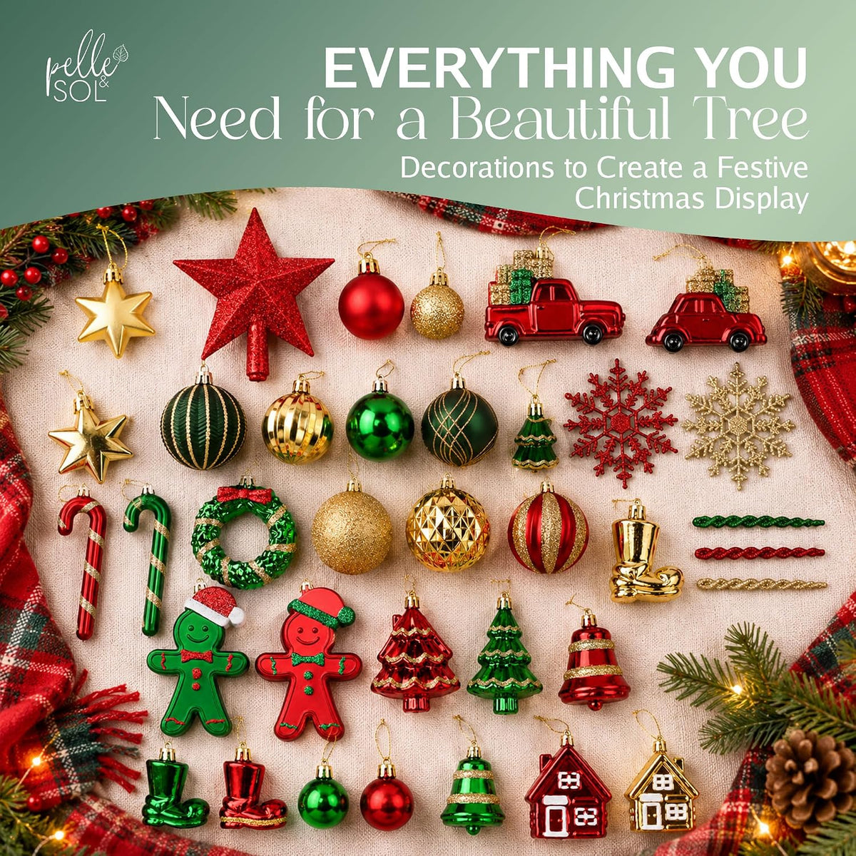 118-Piece Christmas Bauble & Decoration Set — image 2