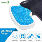 TANNESS Comfort Therapy Orthopedic Gel Seating Cushion — Ergonomic Memory Foam Coccyx Cushion for Lower Back, Tailbone and Sciatica Relief — Portable Seat Pad for Office, Home, Car, Wheelchair
