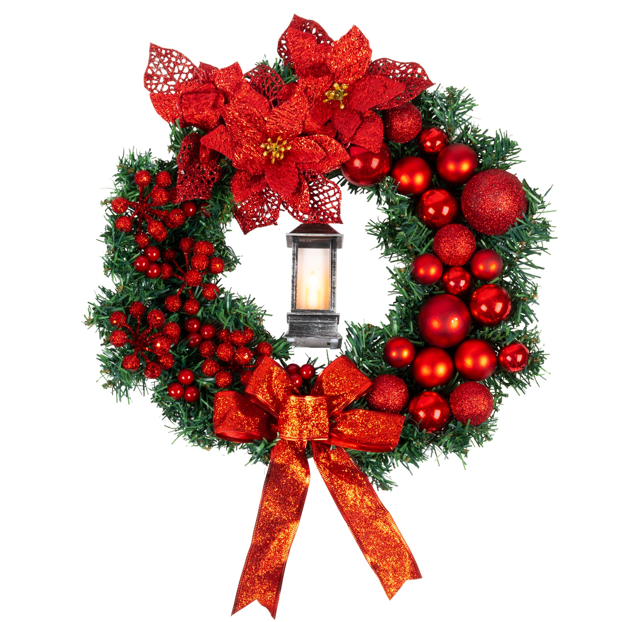40cm Christmas Wreath with Lantern