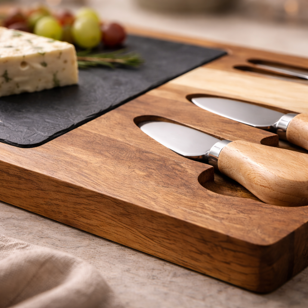 Acacia Wood Cheese Board Set