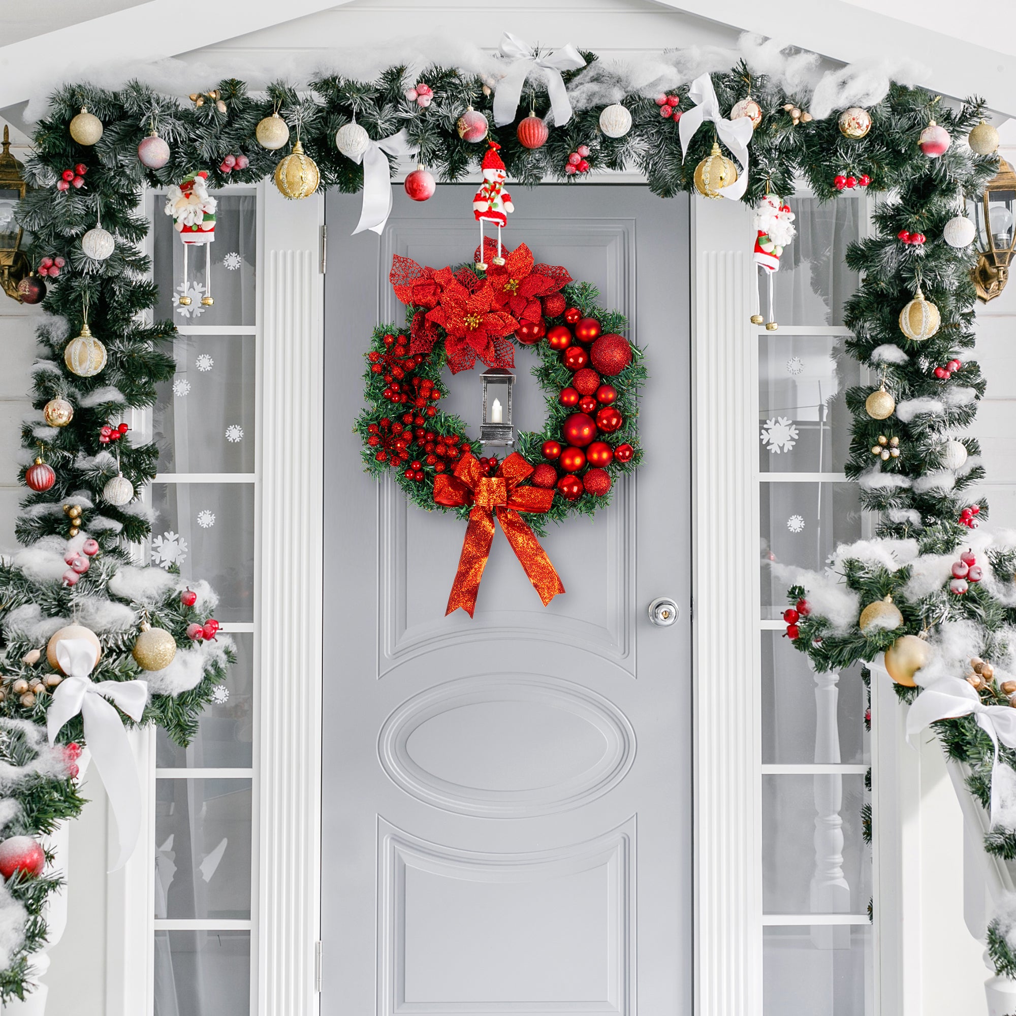 40cm Christmas Wreath with Lantern