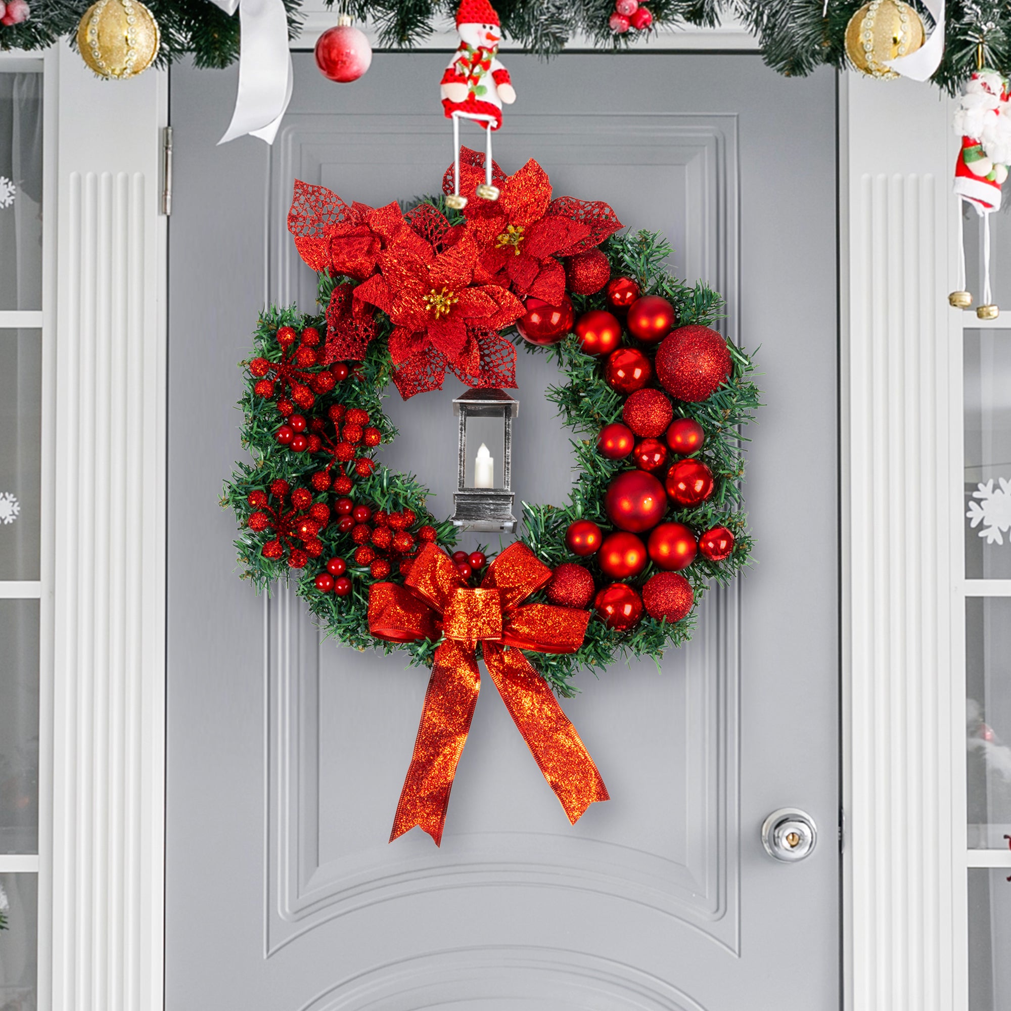 40cm Christmas Wreath with Lantern
