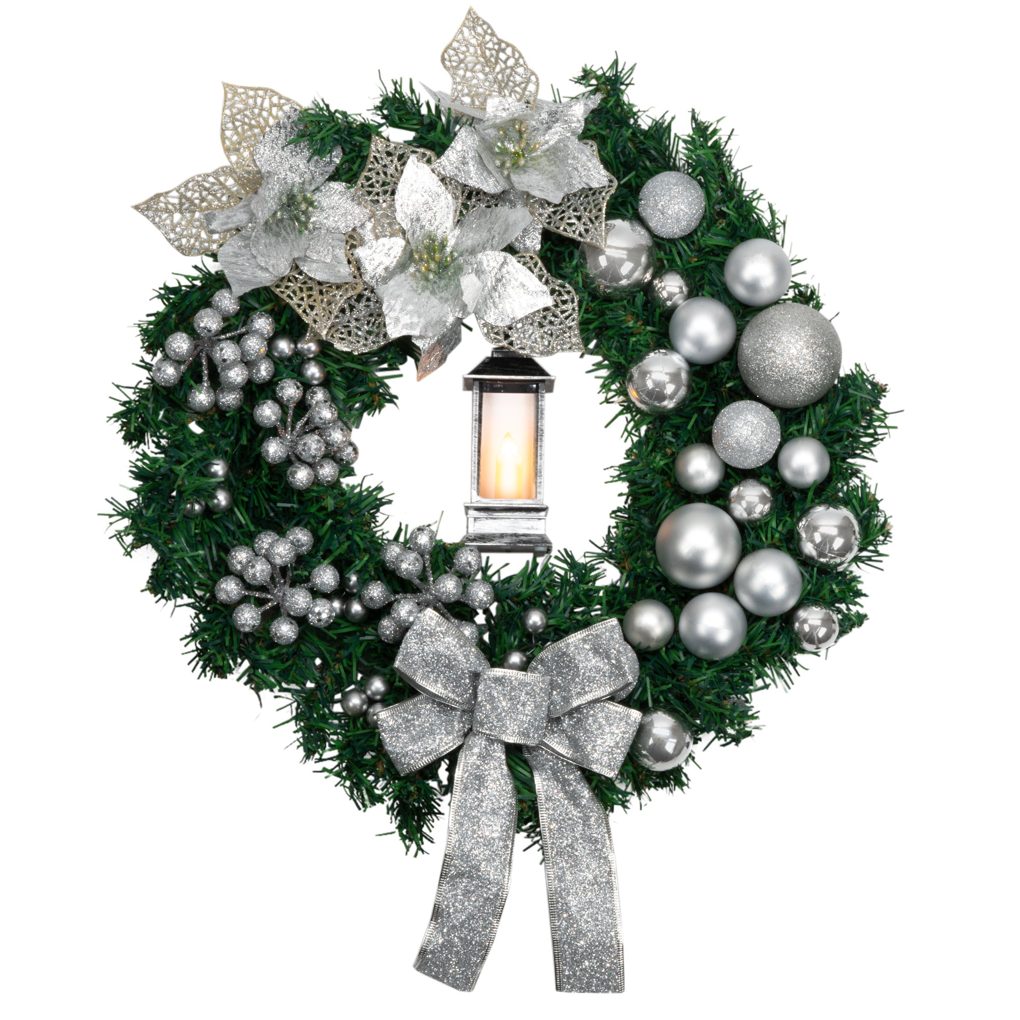40cm Christmas Wreath with Lantern