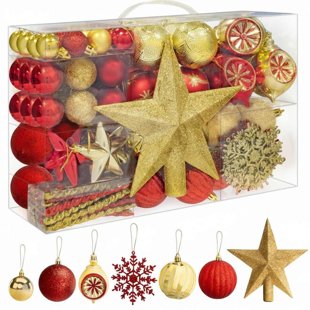 Red Gold Christmas 108 Bauble Set