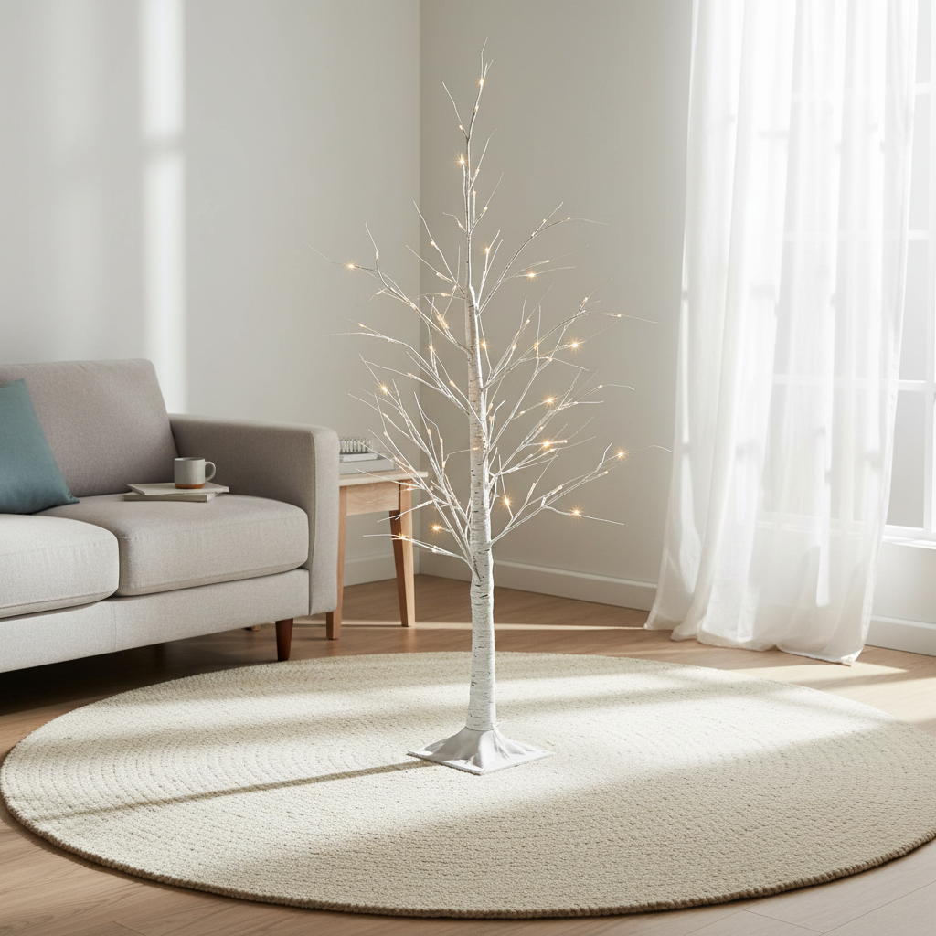Pre-Lit White Birch Twig Tree