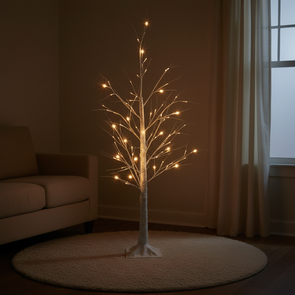 Pre-Lit White Birch Twig Tree