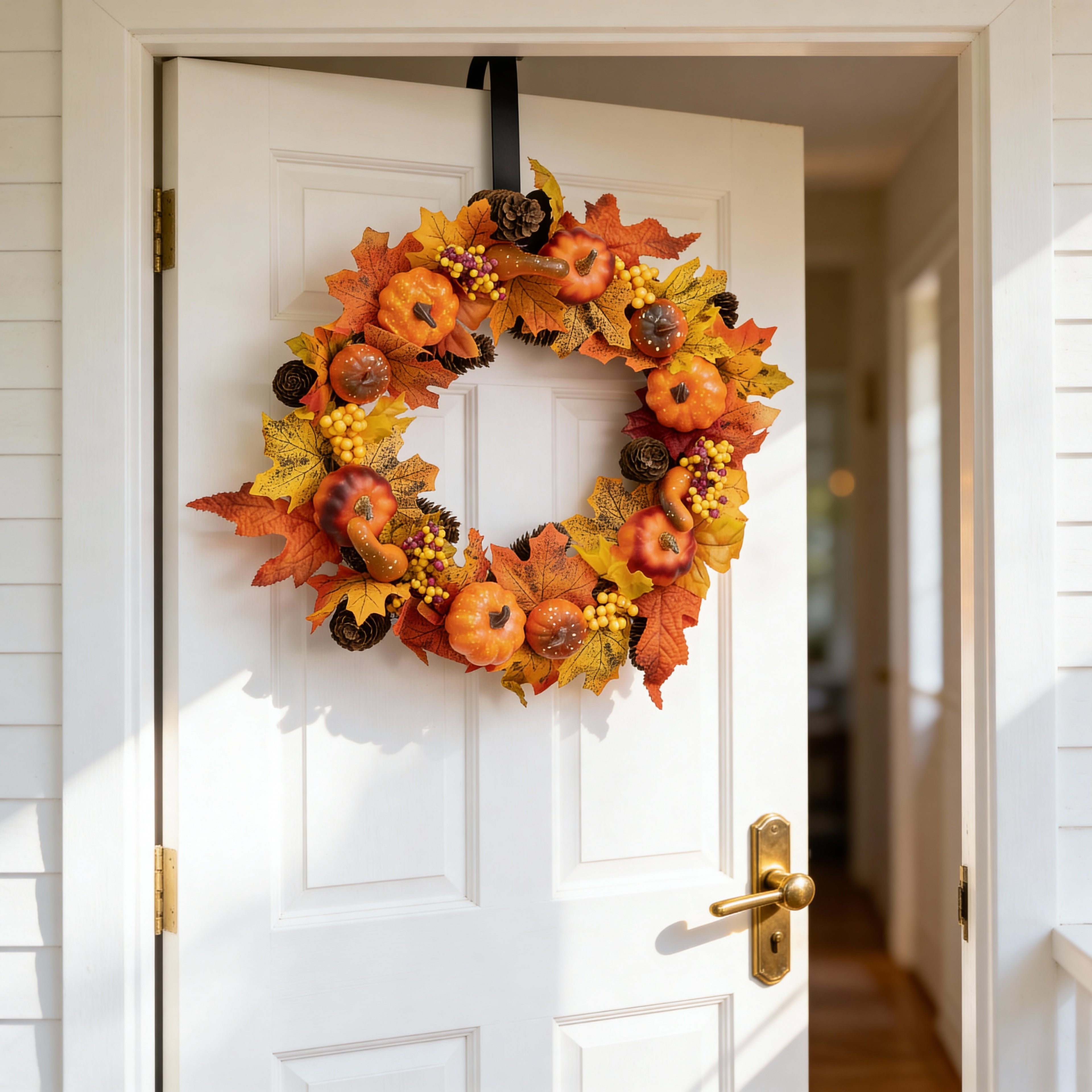 Autumn Pumpkin and Berry Wreath