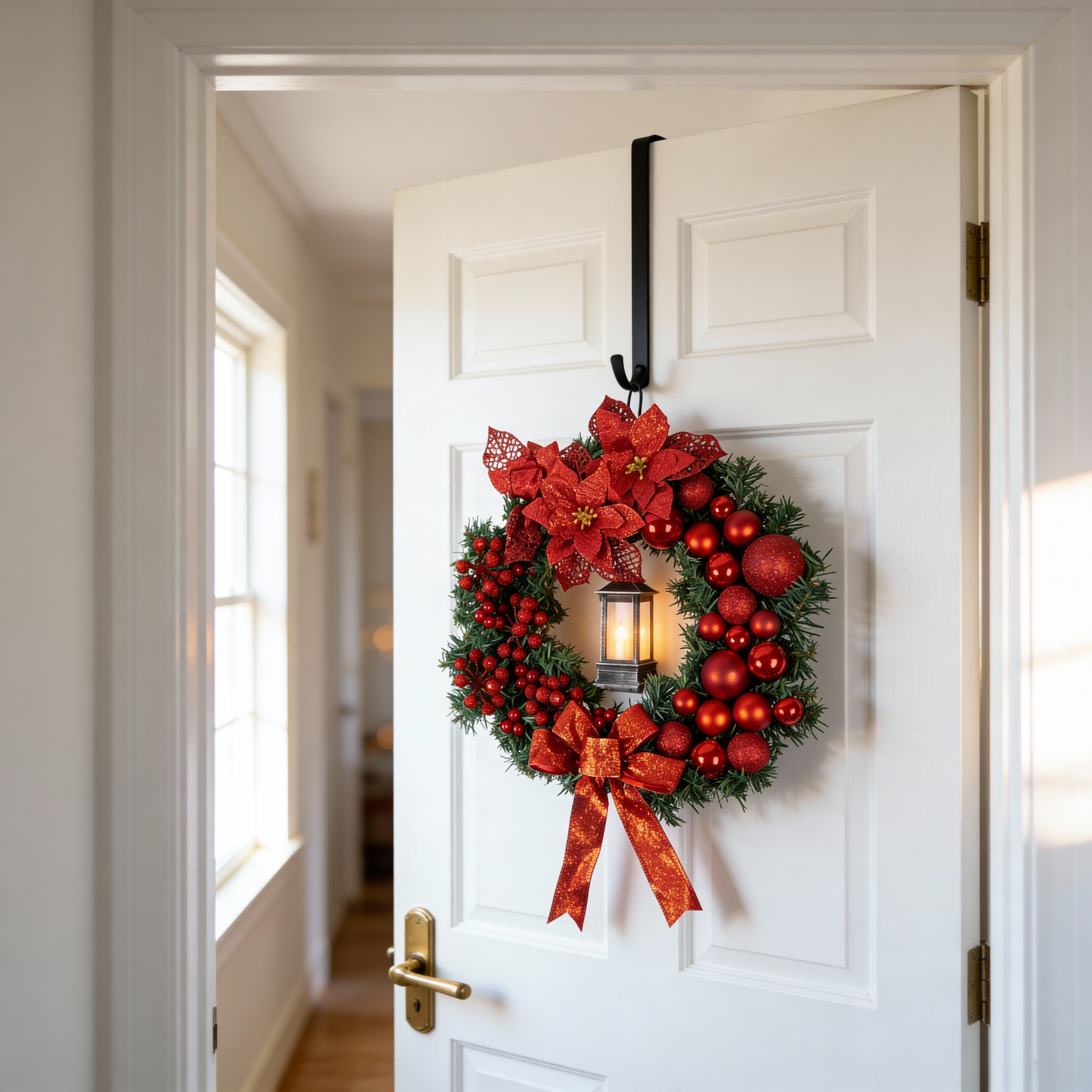 40cm Christmas Wreath with Lantern