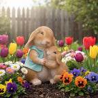 Mother & Child Rabbit Garden Ornament