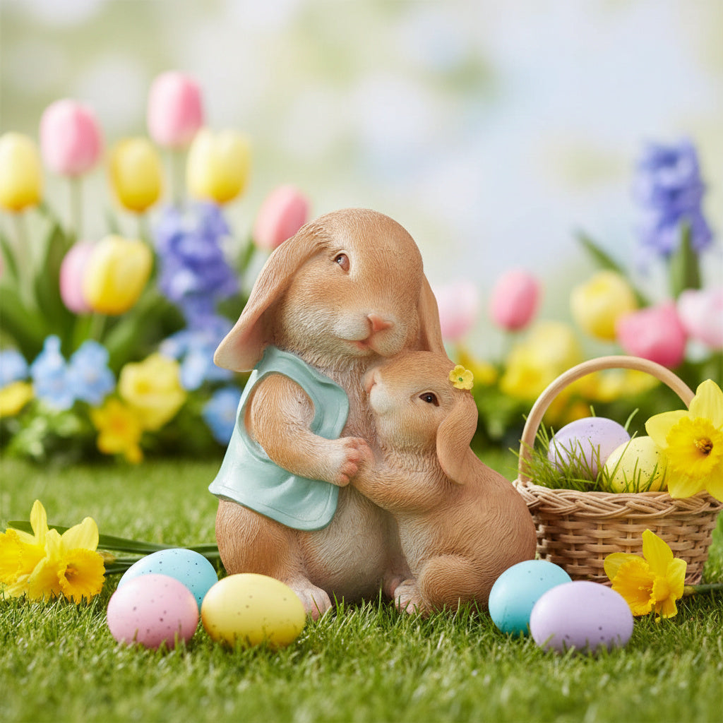 Mother & Child Rabbit Garden Ornament