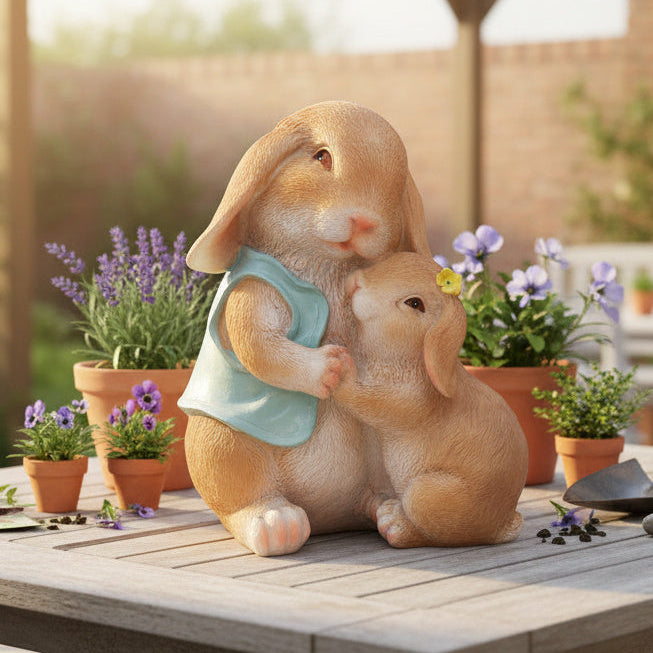 Mother & Child Rabbit Garden Ornament
