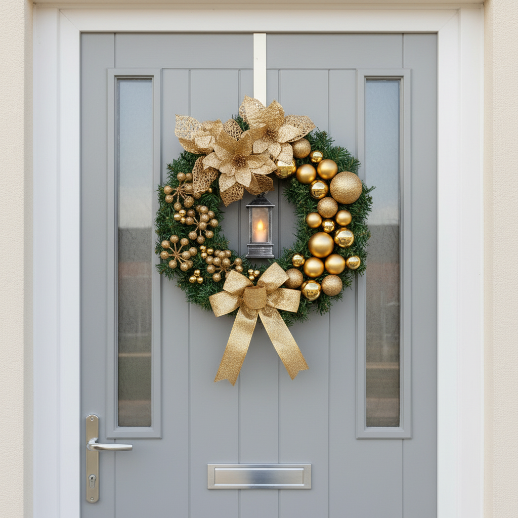 40cm Christmas Wreath with Lantern