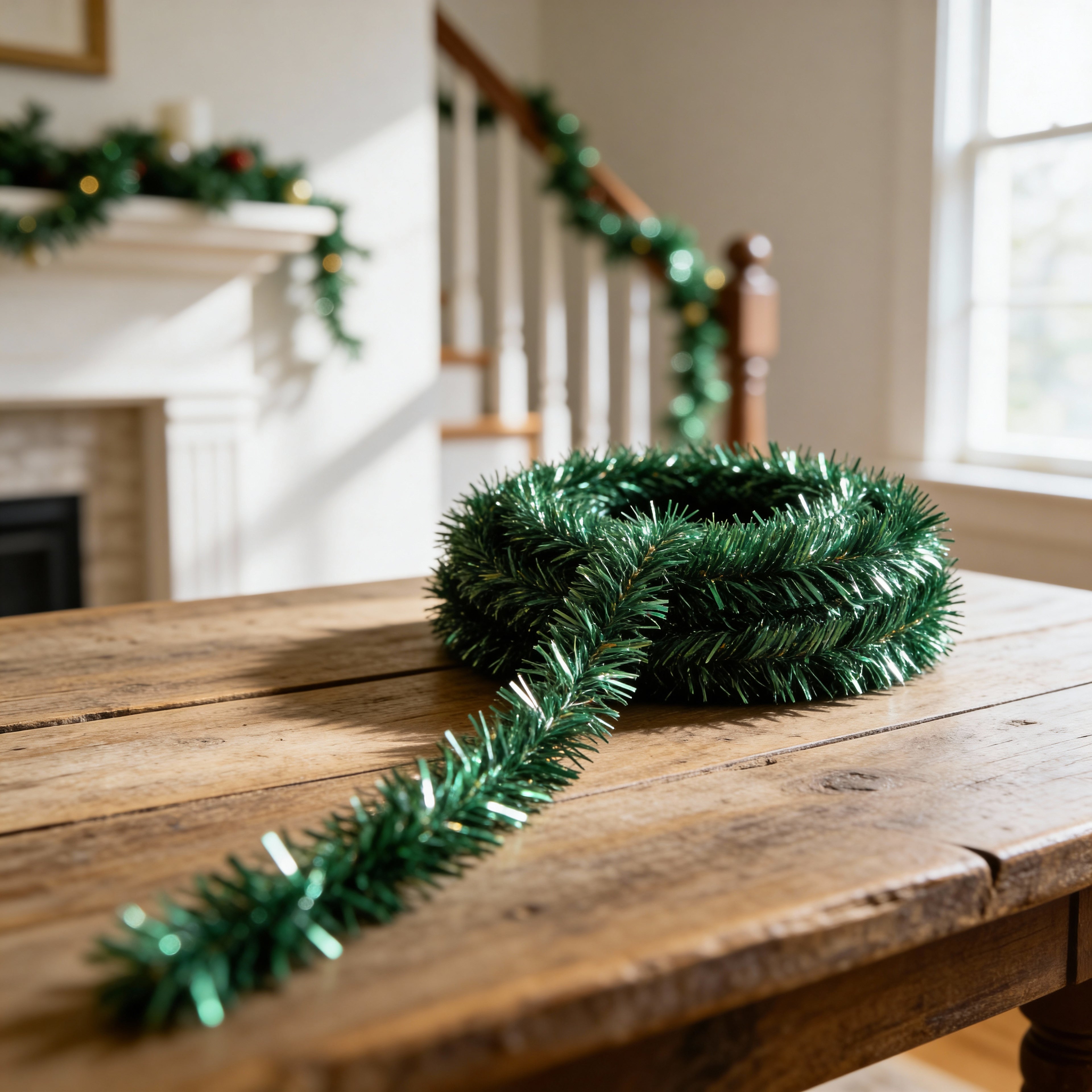 Green Christmas Tinsel Garland