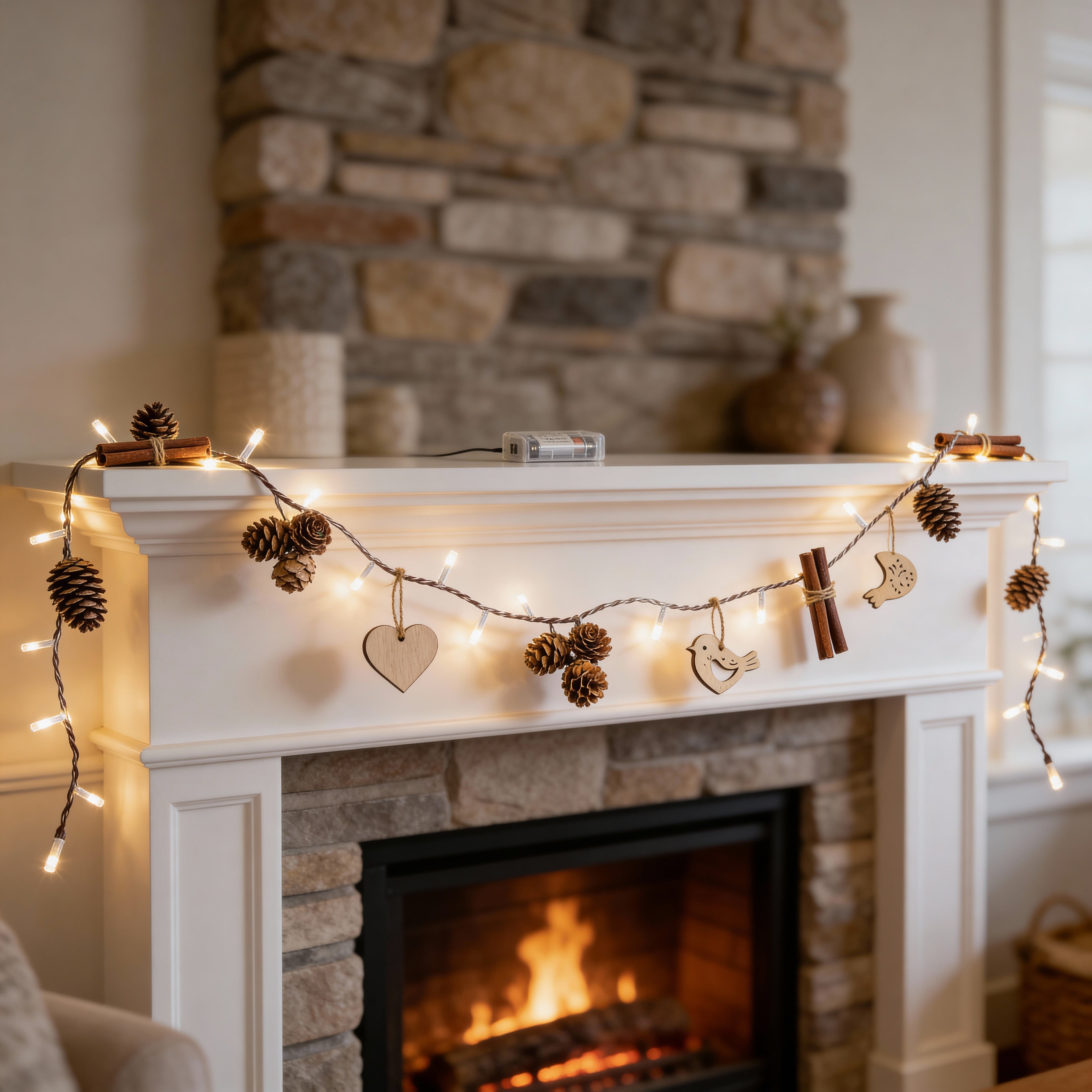 LED Pine Cone Christmas Garland