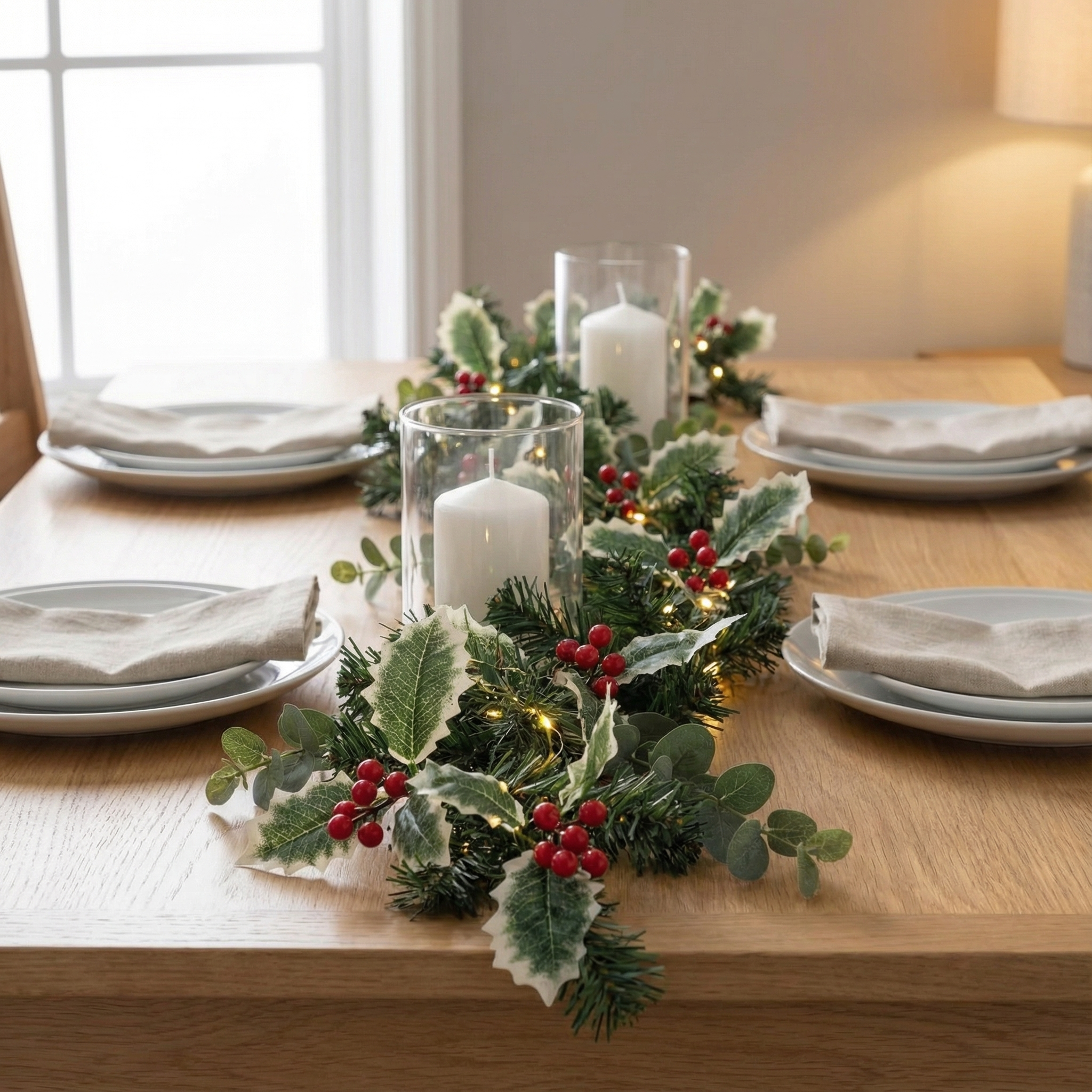 Pre-Lit Berry Christmas Garland