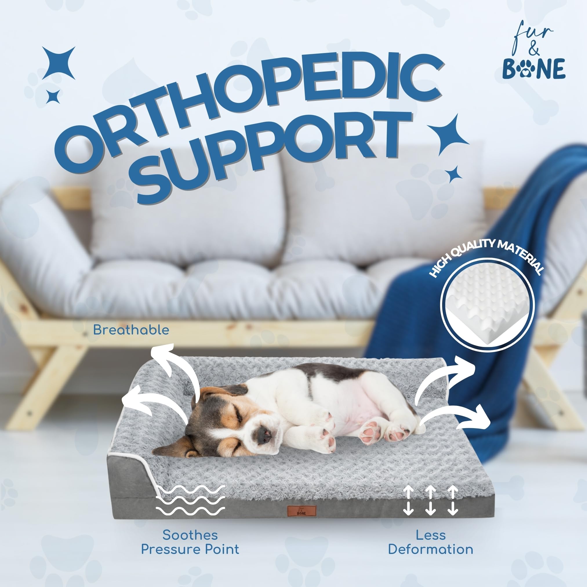 L Shaped Orthopaedic Dog Bed