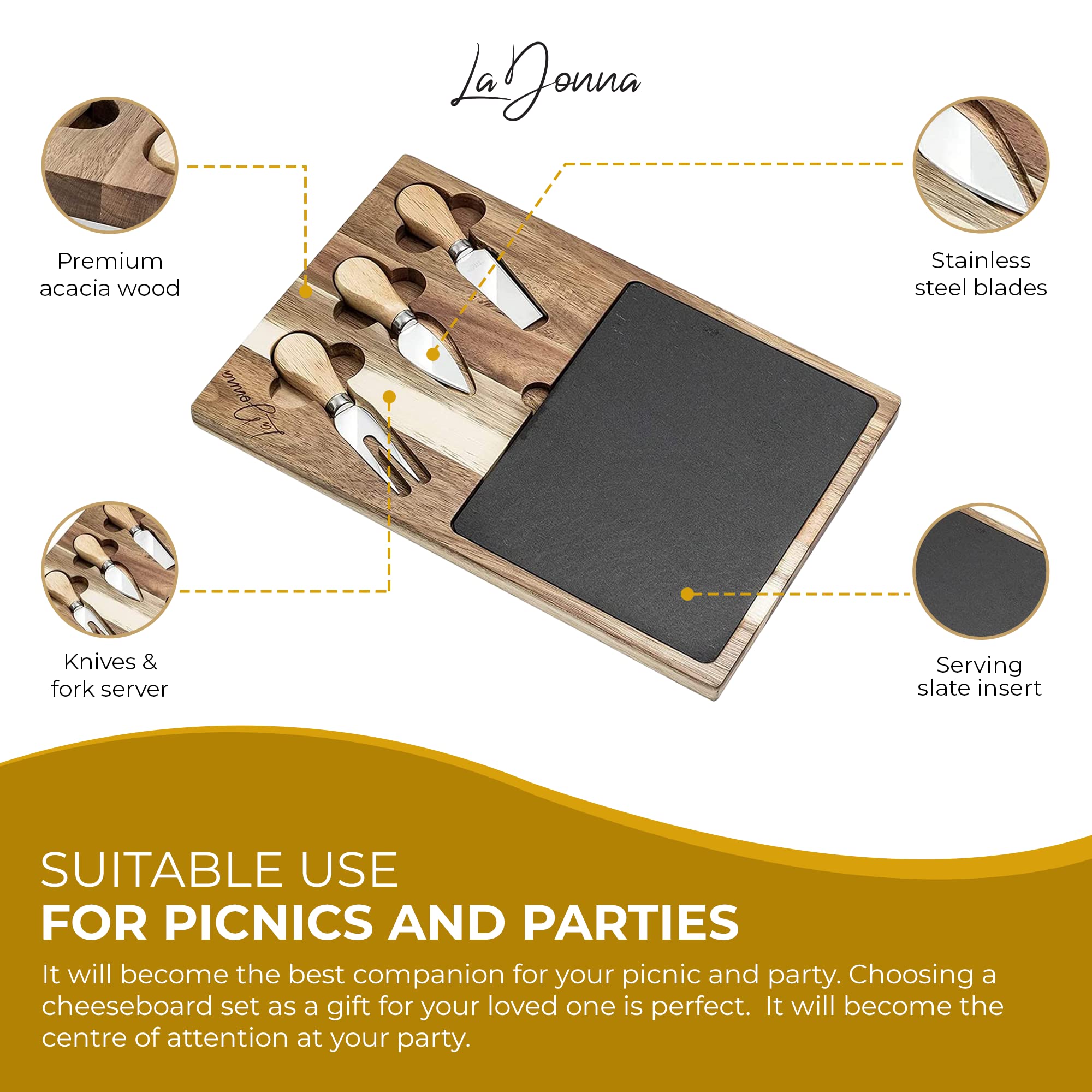 Complete Acacia Cheese Board Set