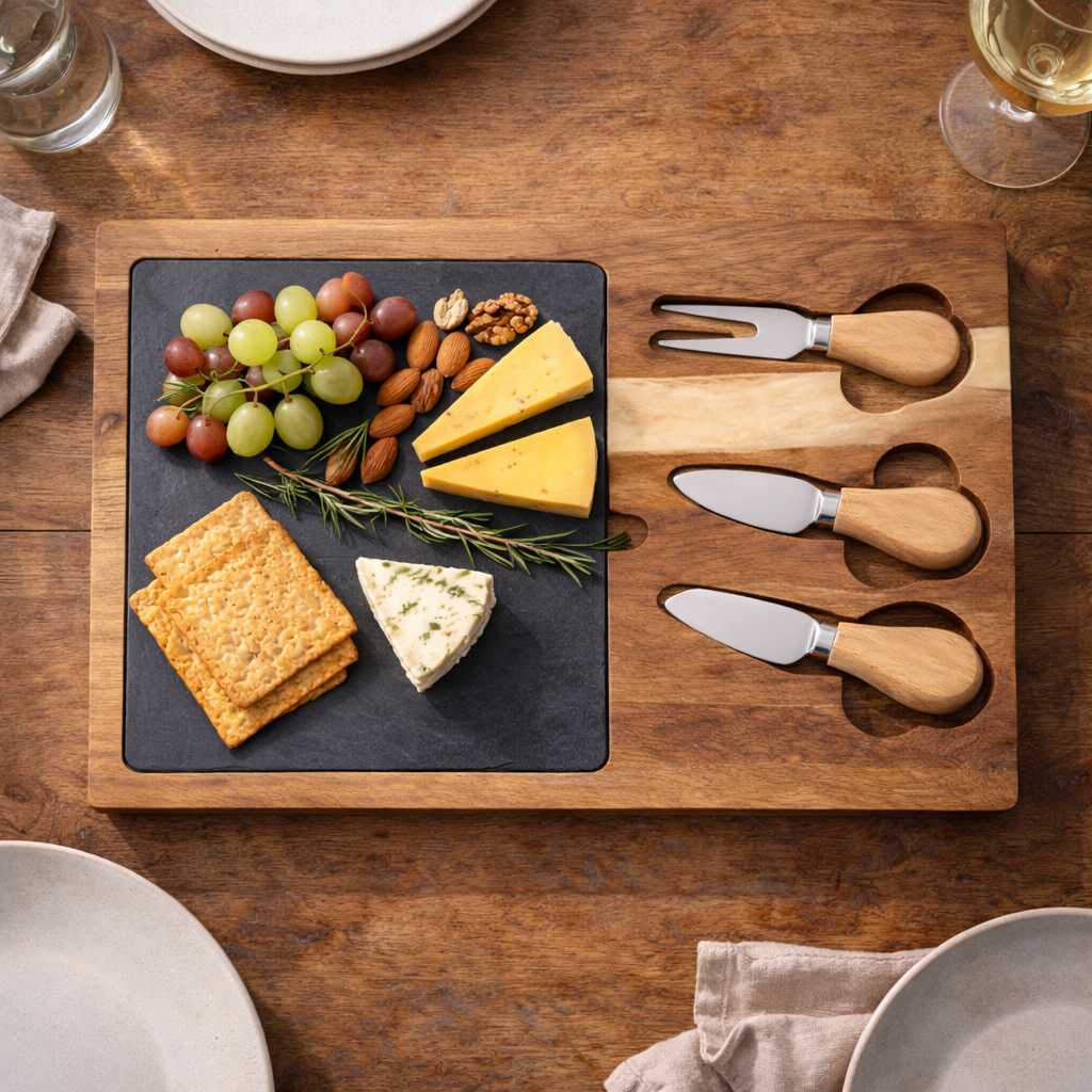 Acacia Wood Cheese Board Set