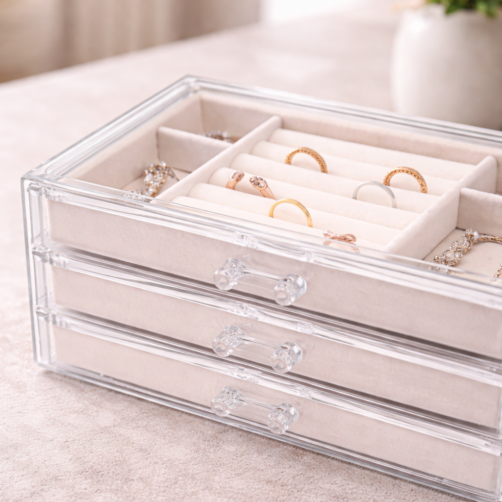 Acrylic Jewellery Organiser-Home & Living-Sasha Morel-Grey-DREIBACH