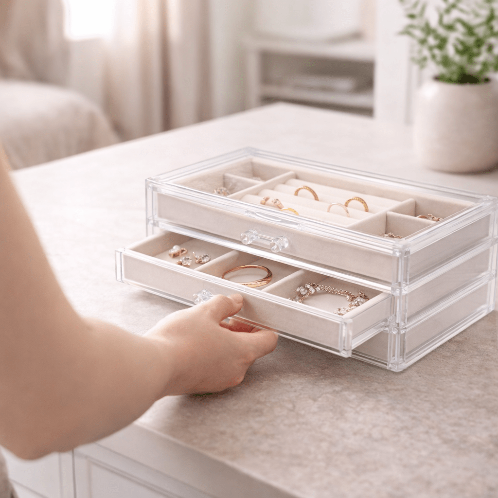Acrylic Jewellery Organiser-Home & Living-Sasha Morel-Grey-DREIBACH