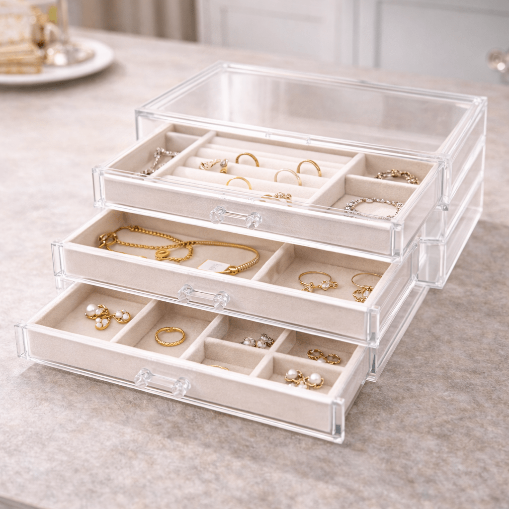 Acrylic Jewellery Organiser-Home & Living-Sasha Morel-Grey-DREIBACH