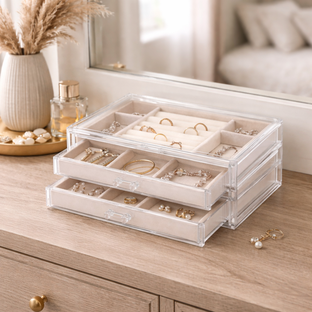 Acrylic Jewellery Organiser-Home & Living-Sasha Morel-Grey-DREIBACH