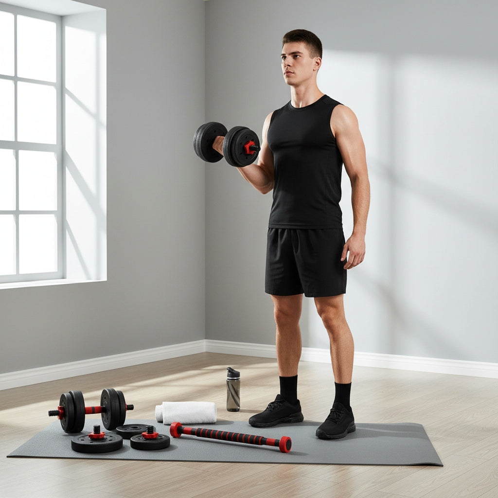 Adjustable Dumbbell & Barbell Set-Health & Wellness-TANNESS-10Kgs-DREIBACH