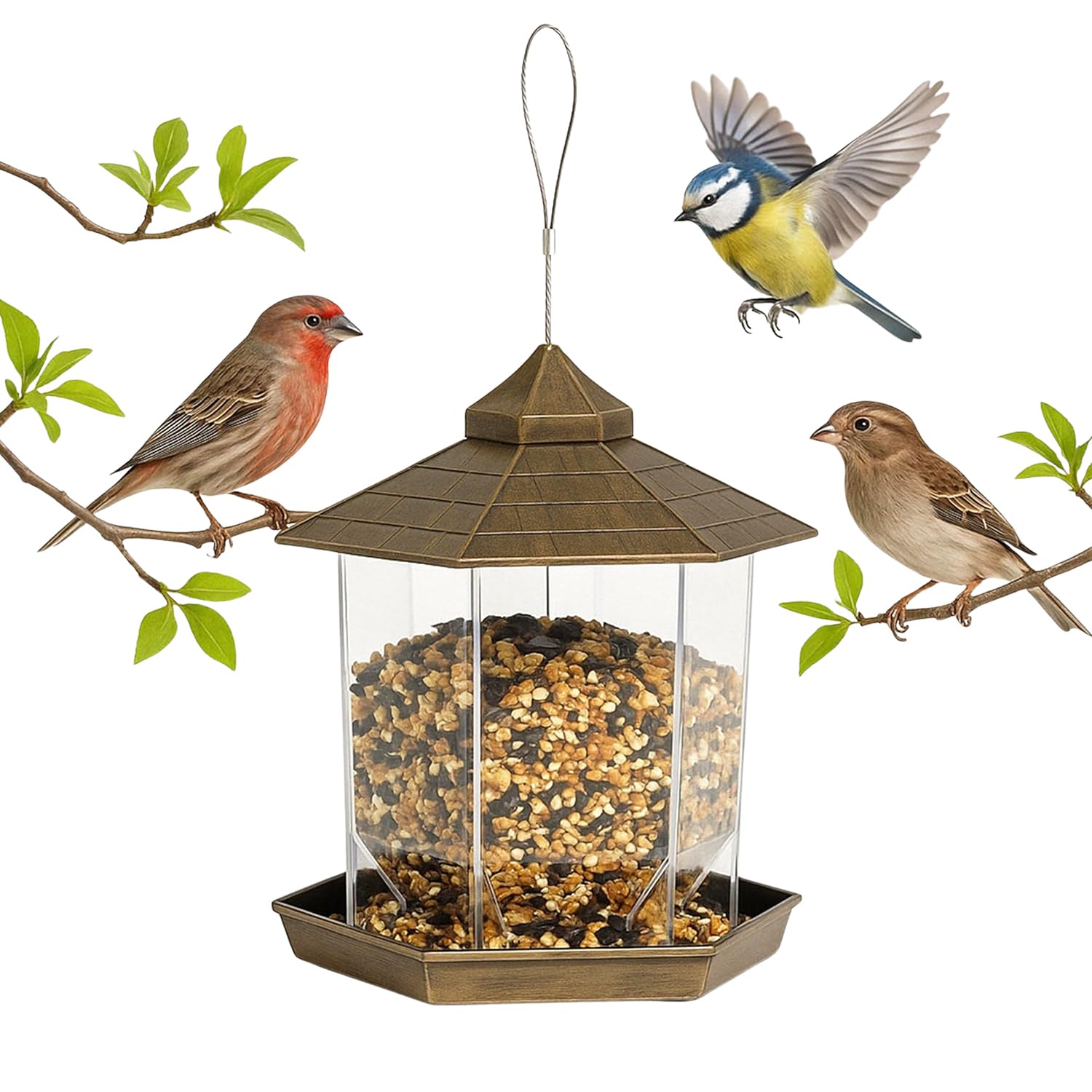 All-Weather Hanging Bird Feeder-Garden & Outdoor-GloBrite-Bronze-DREIBACH