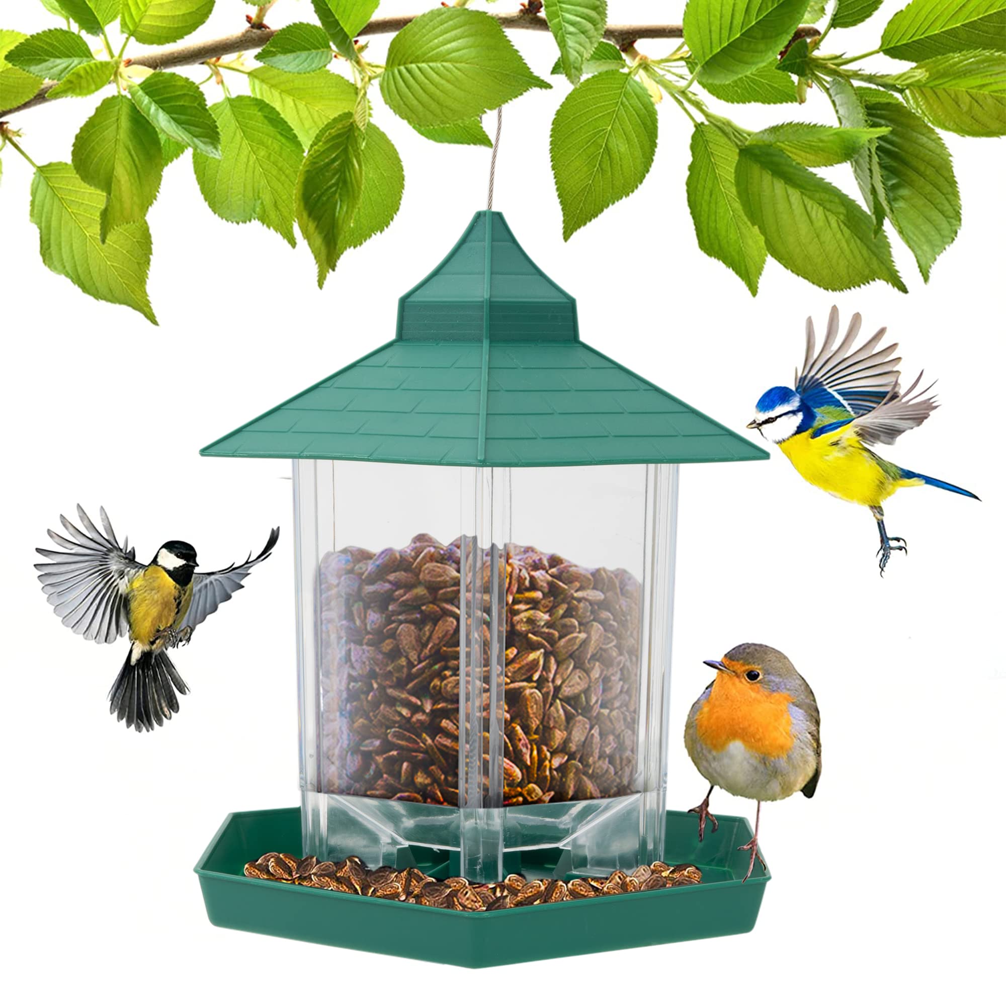 All-Weather Hanging Bird Feeder-Garden & Outdoor-GloBrite-Green-DREIBACH