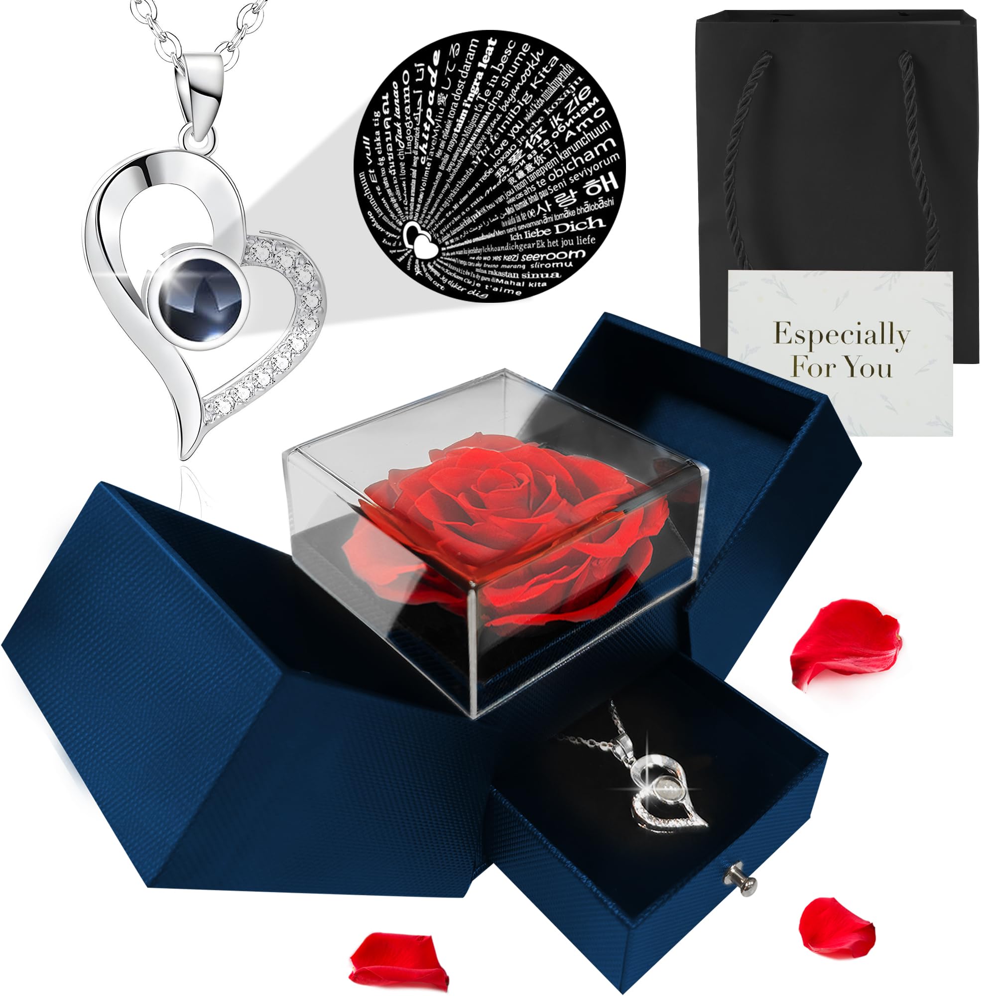 Eternal Rose & Love Necklace Gift Set