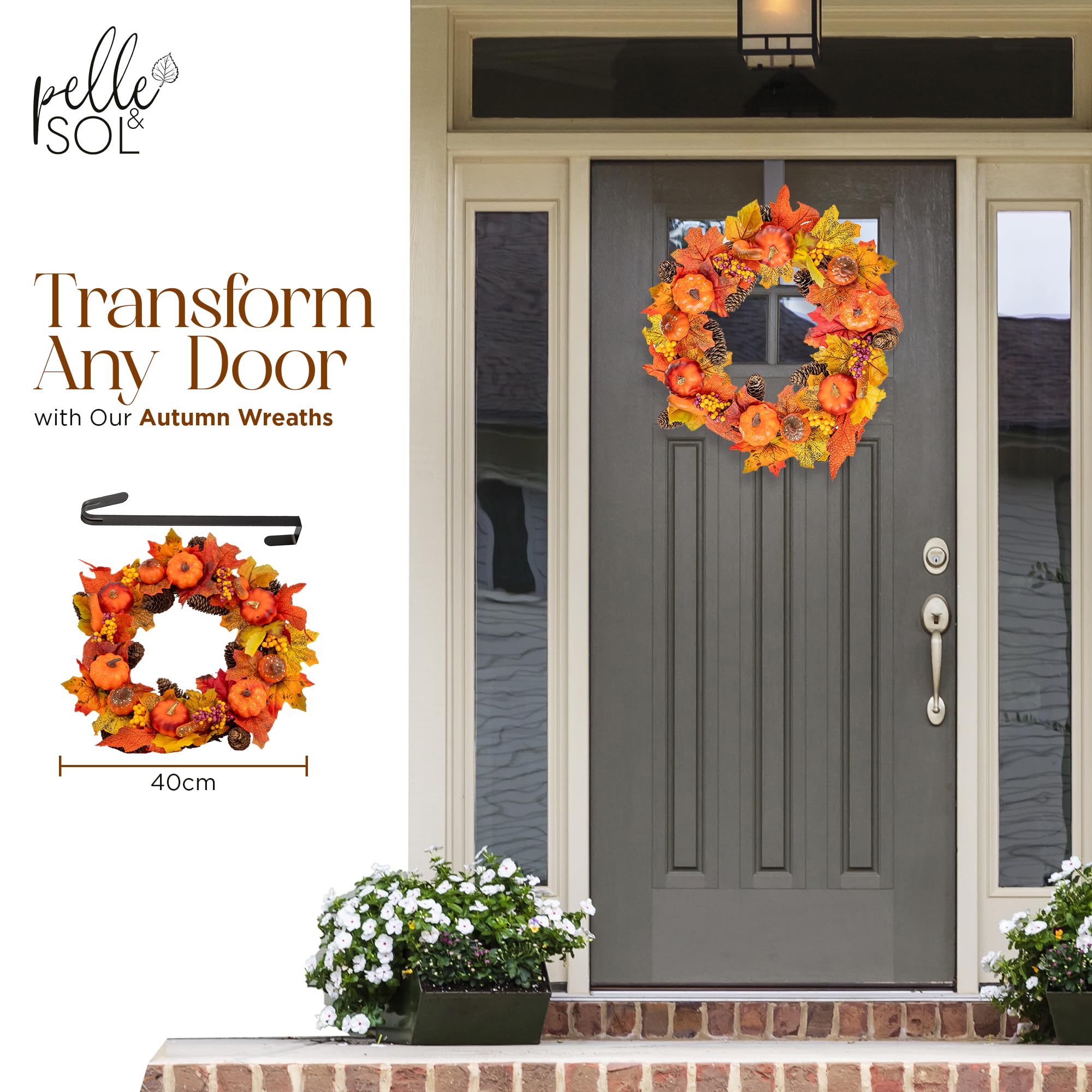 Autumn Pumpkin and Berry Wreath