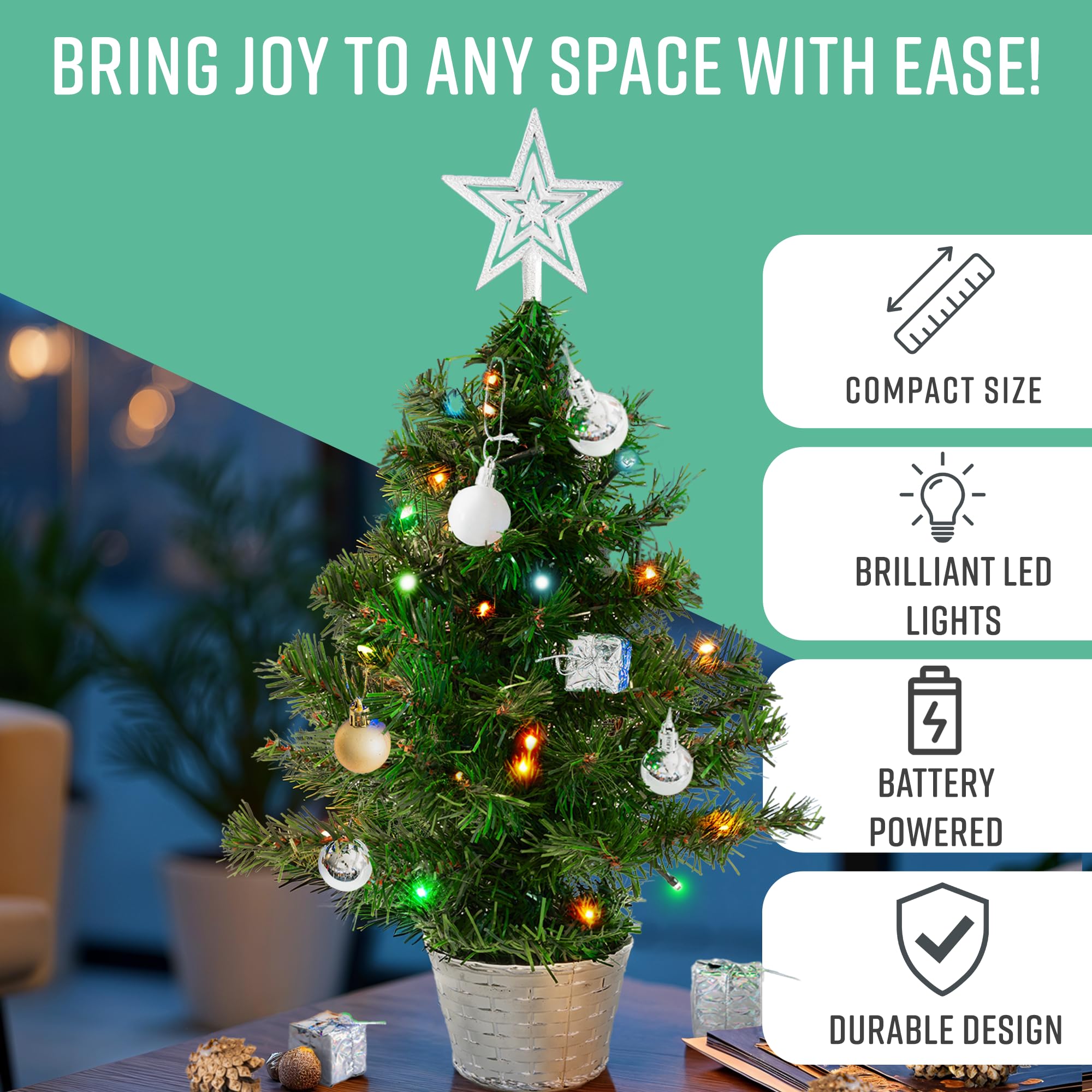 45cm Pre Lit Mini Christmas Tree