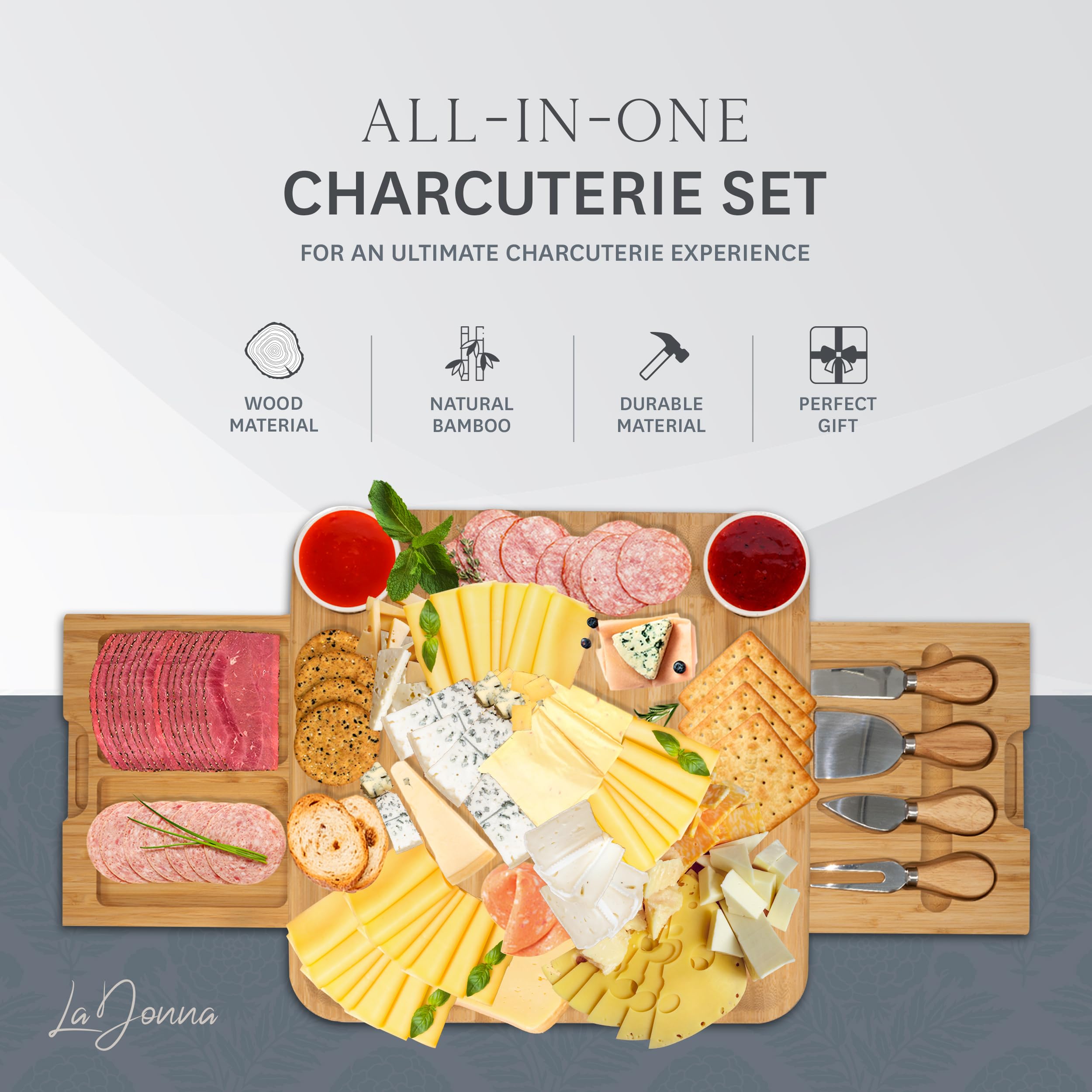 Bamboo Charcuterie Board Set