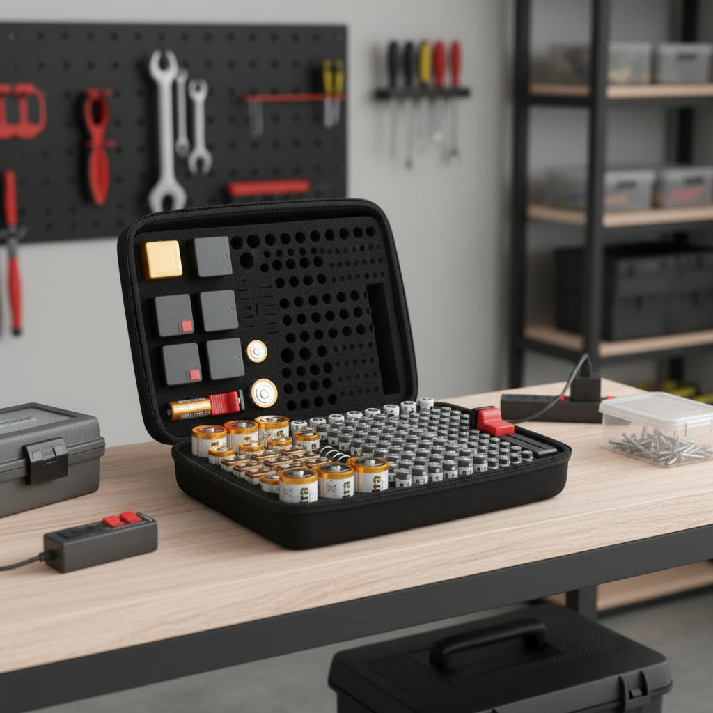 Battery Storage Box with Tester-Home & Living-TANNESS-DREIBACH