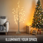 Pre-Lit White Birch Twig Tree