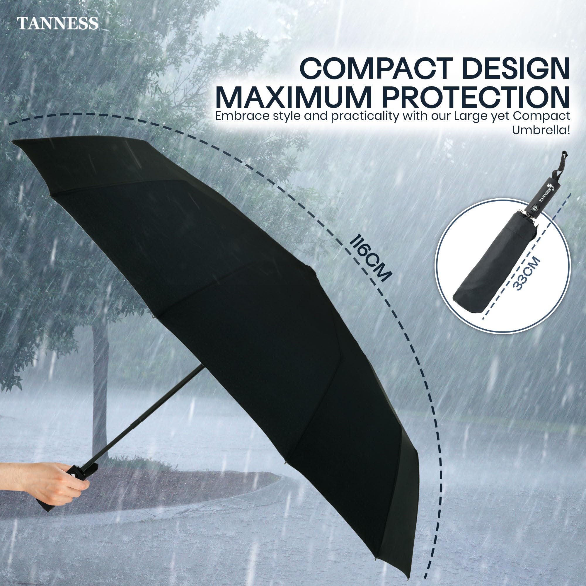 Compact Wind Resistant Umbrella