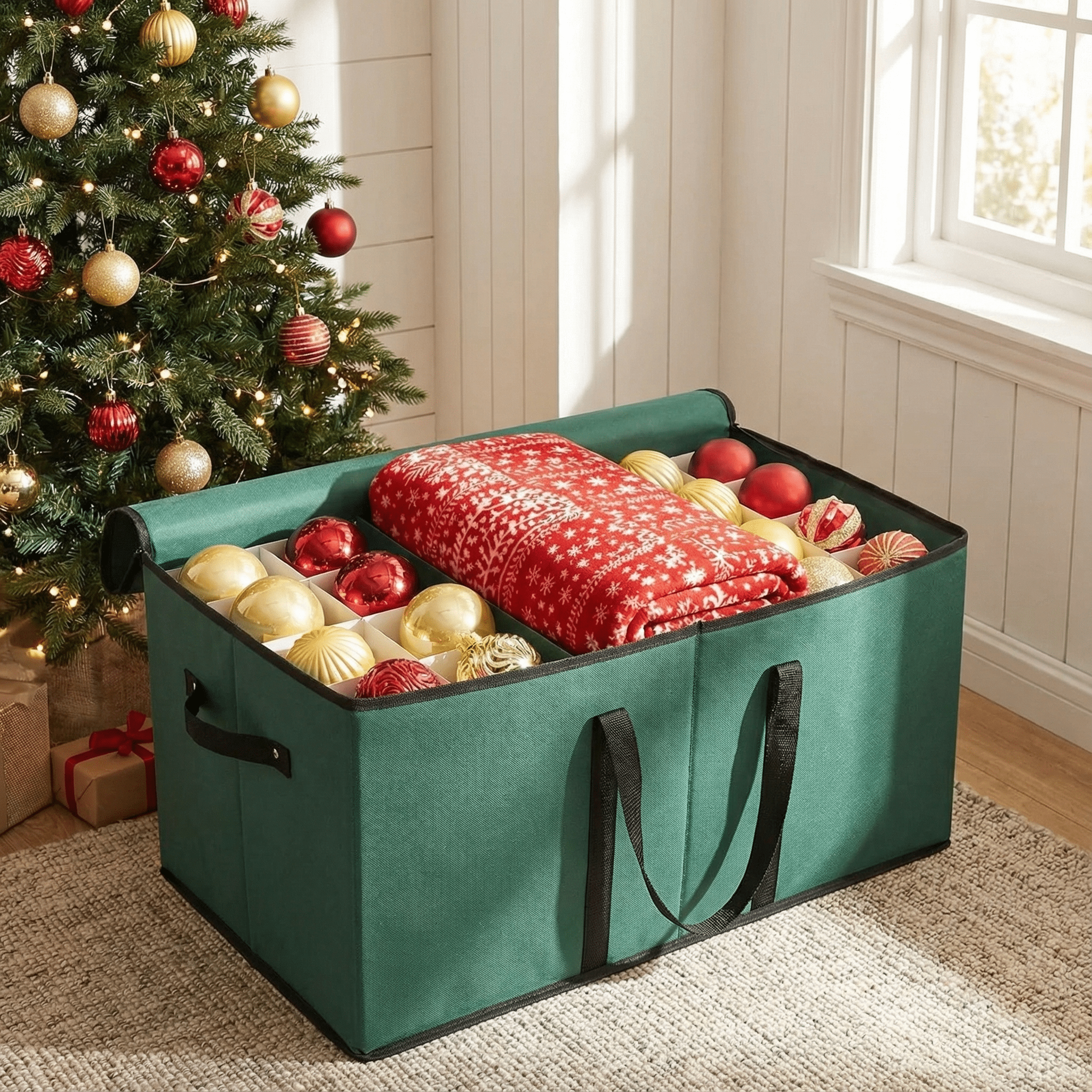 Christmas Bauble Storage Box-Christmas Decor-Pelle & Sol-Red-DREIBACH