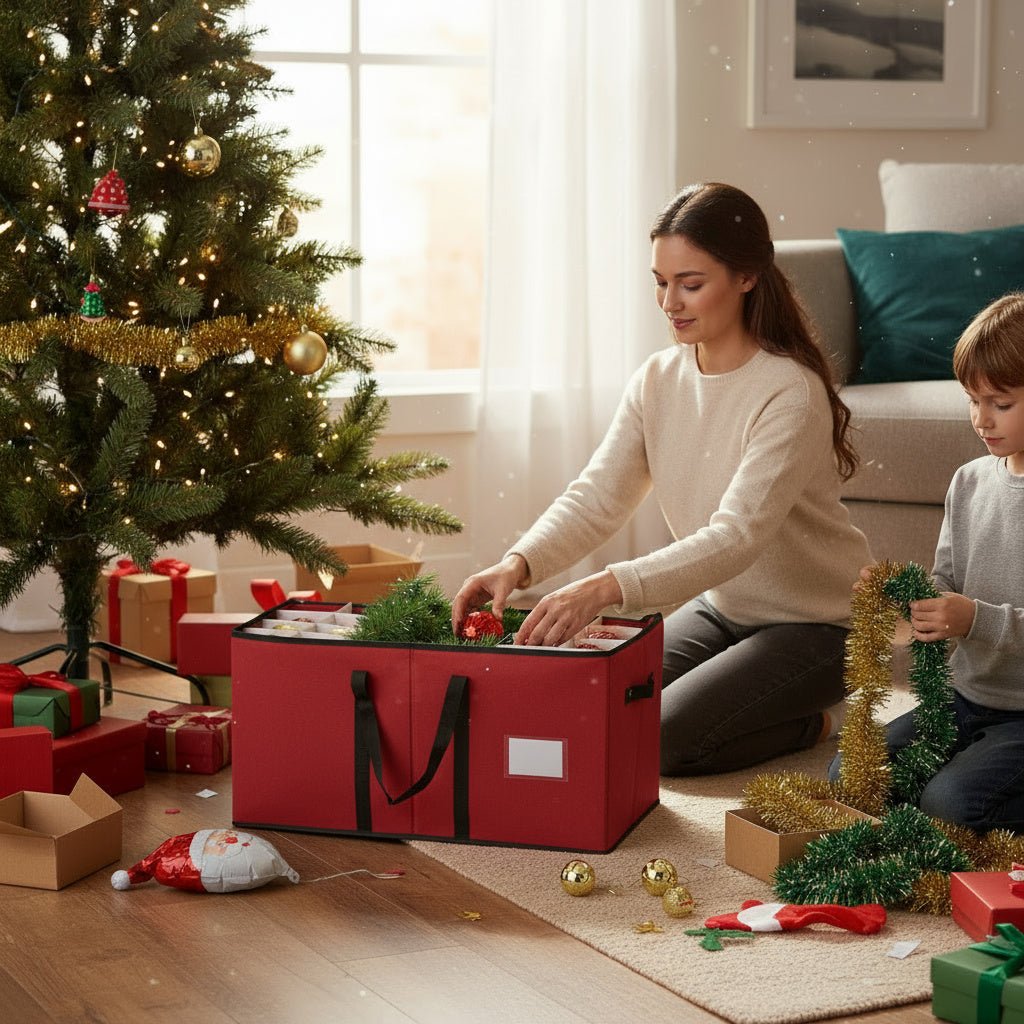 Christmas Bauble Storage Box-Christmas Decor-Pelle & Sol-Red-DREIBACH