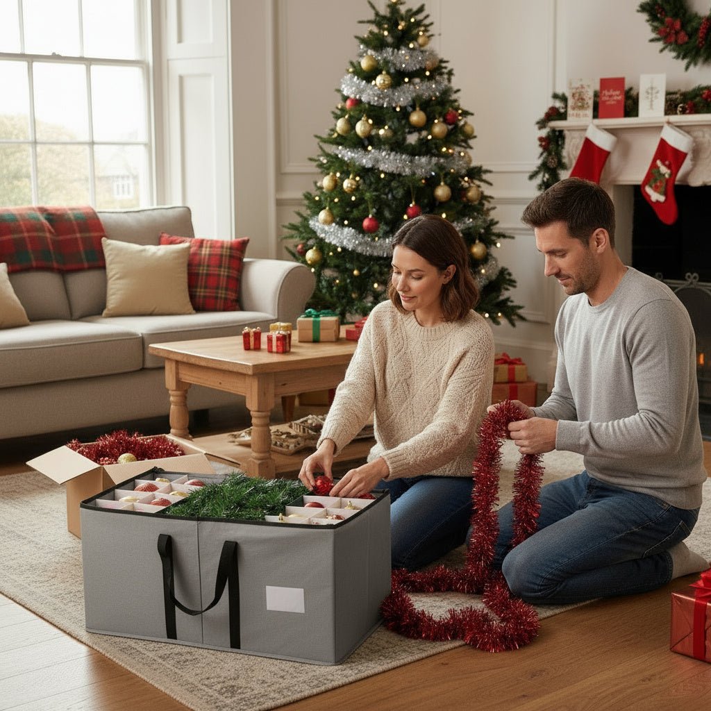 Christmas Bauble Storage Box-Christmas Decor-Pelle & Sol-Red-DREIBACH