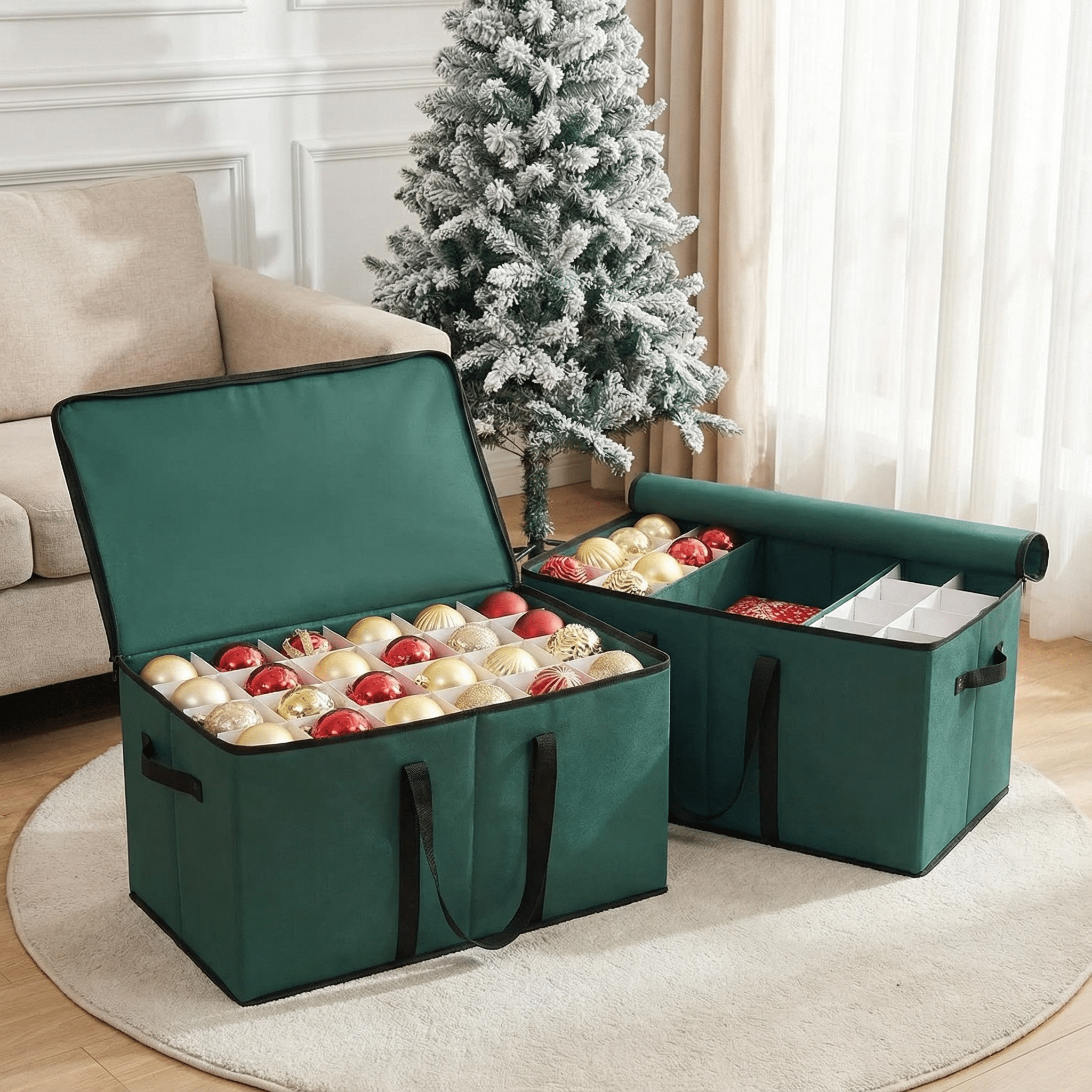 Christmas Bauble Storage Box-Christmas Decor-Pelle & Sol-Red-DREIBACH