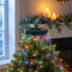 Christmas Tree Lights with Ring - 1.6 m * 16 Lines, 288 LED Xmas Lights, 8 Modes, Memory & Timer, IP44 Waterproof, Indoor & Outdoor Christmas Decorations, 5M Lead Wire (Warm White)-Christmas Decor-GloBrite-6ft - Multi Colour-DREIBACH