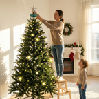 Christmas Tree Lights with Ring - 1.6 m * 16 Lines, 288 LED Xmas Lights, 8 Modes, Memory & Timer, IP44 Waterproof, Indoor & Outdoor Christmas Decorations, 5M Lead Wire (Warm White)-Christmas Decor-GloBrite-5ft - Warm White-DREIBACH