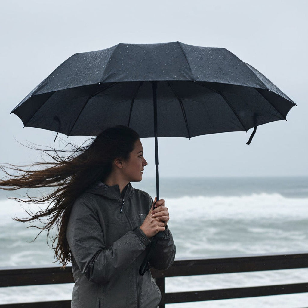 Compact Wind Resistant Umbrella-Garden & Outdoor-TANNESS-Black-DREIBACH