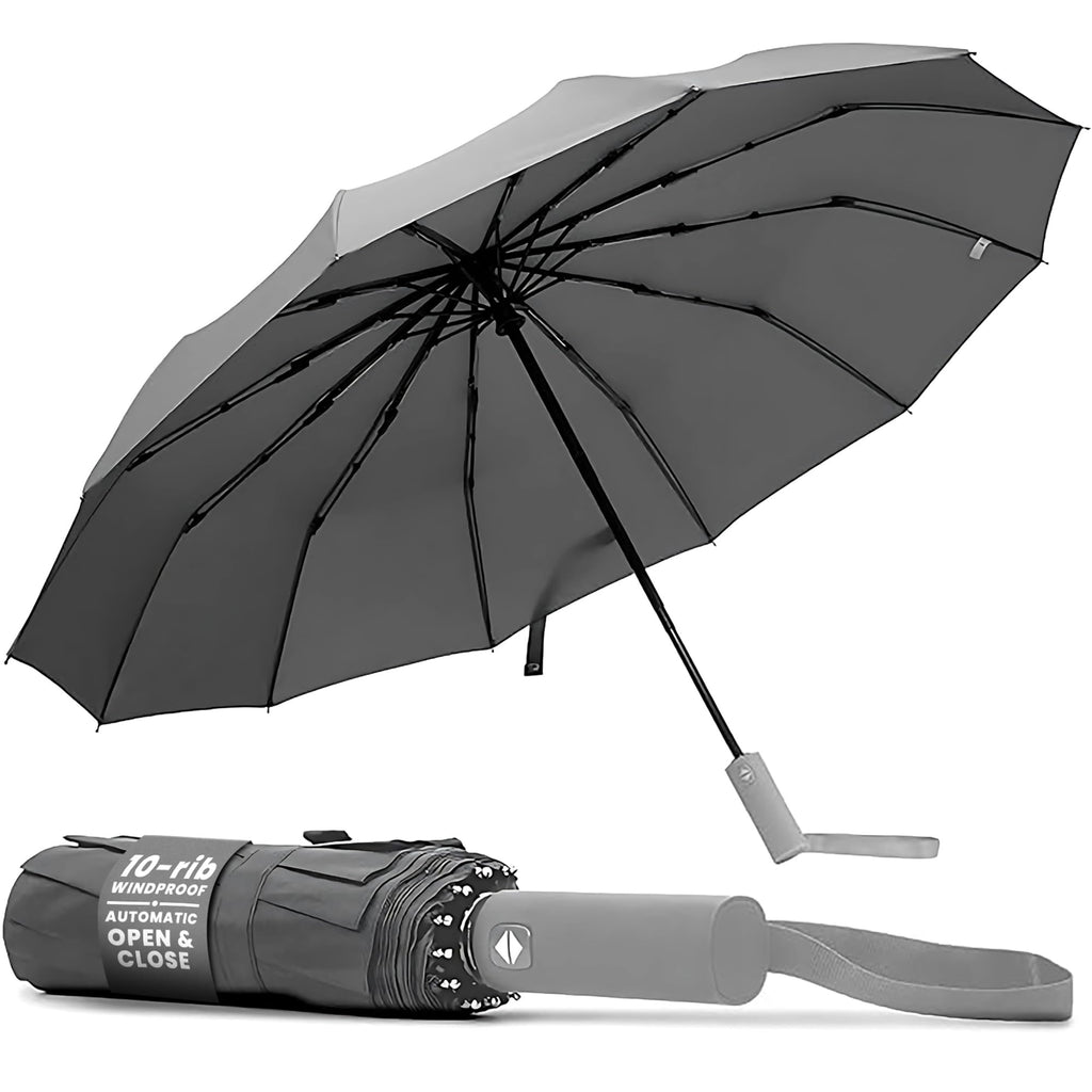 Compact Wind Resistant Umbrella-Garden & Outdoor-TANNESS-Grey-DREIBACH