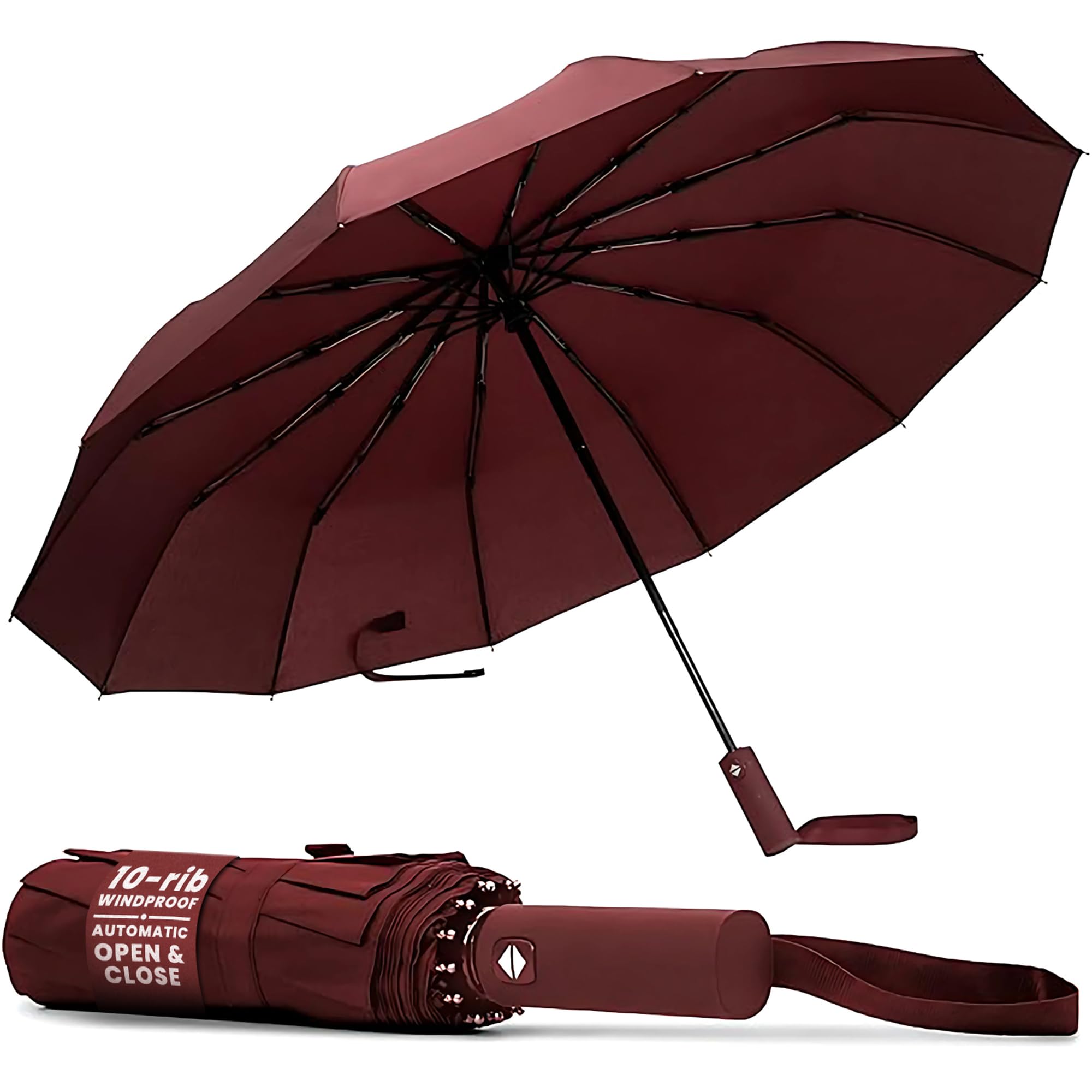 Compact Wind Resistant Umbrella-Garden & Outdoor-TANNESS-Red-DREIBACH