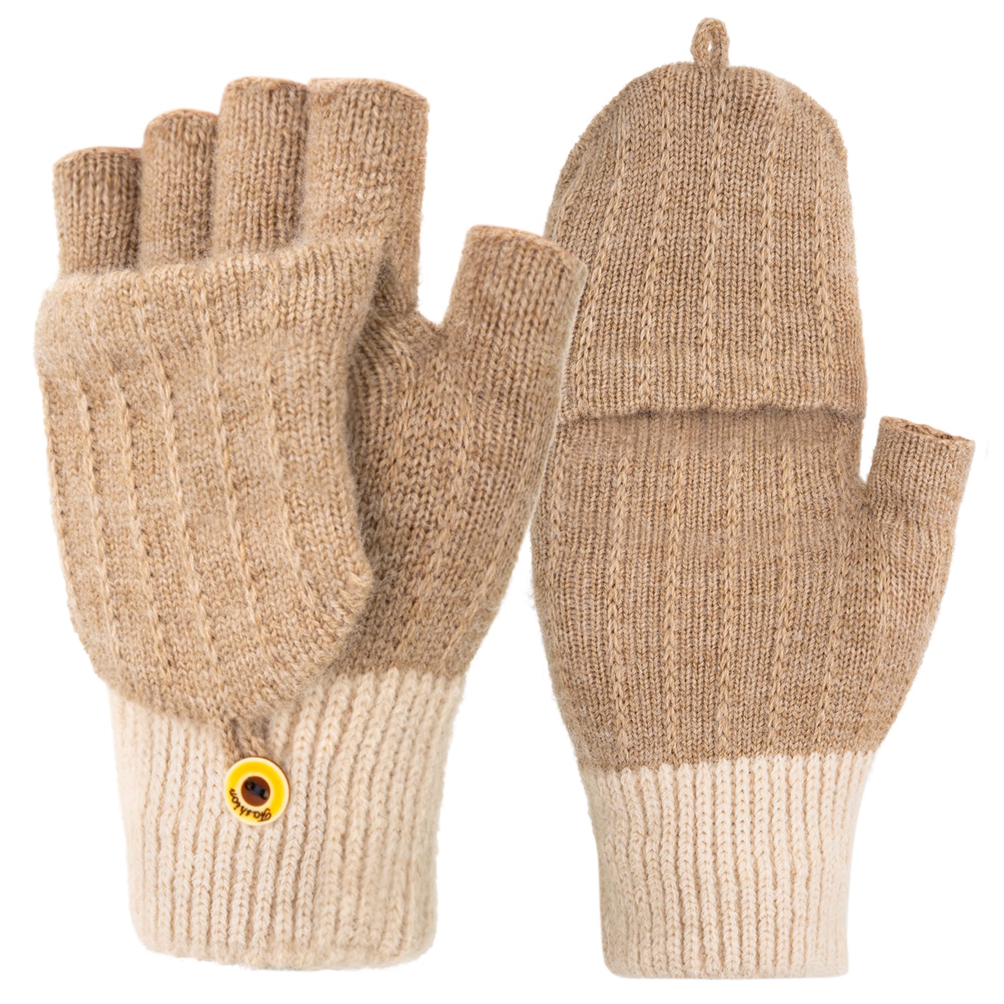 Convertible Thermal Gloves-Clothing & Accessories-TANNESS-Beige-Mittens-DREIBACH