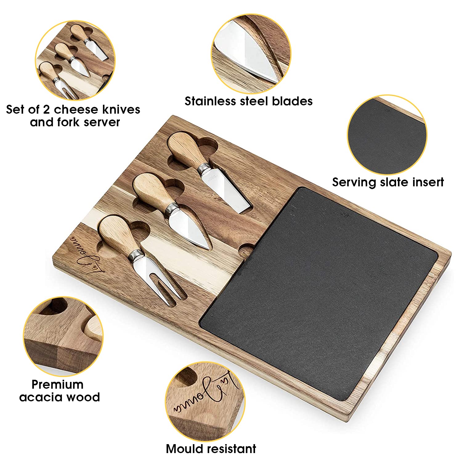 Complete Acacia Cheese Board Set