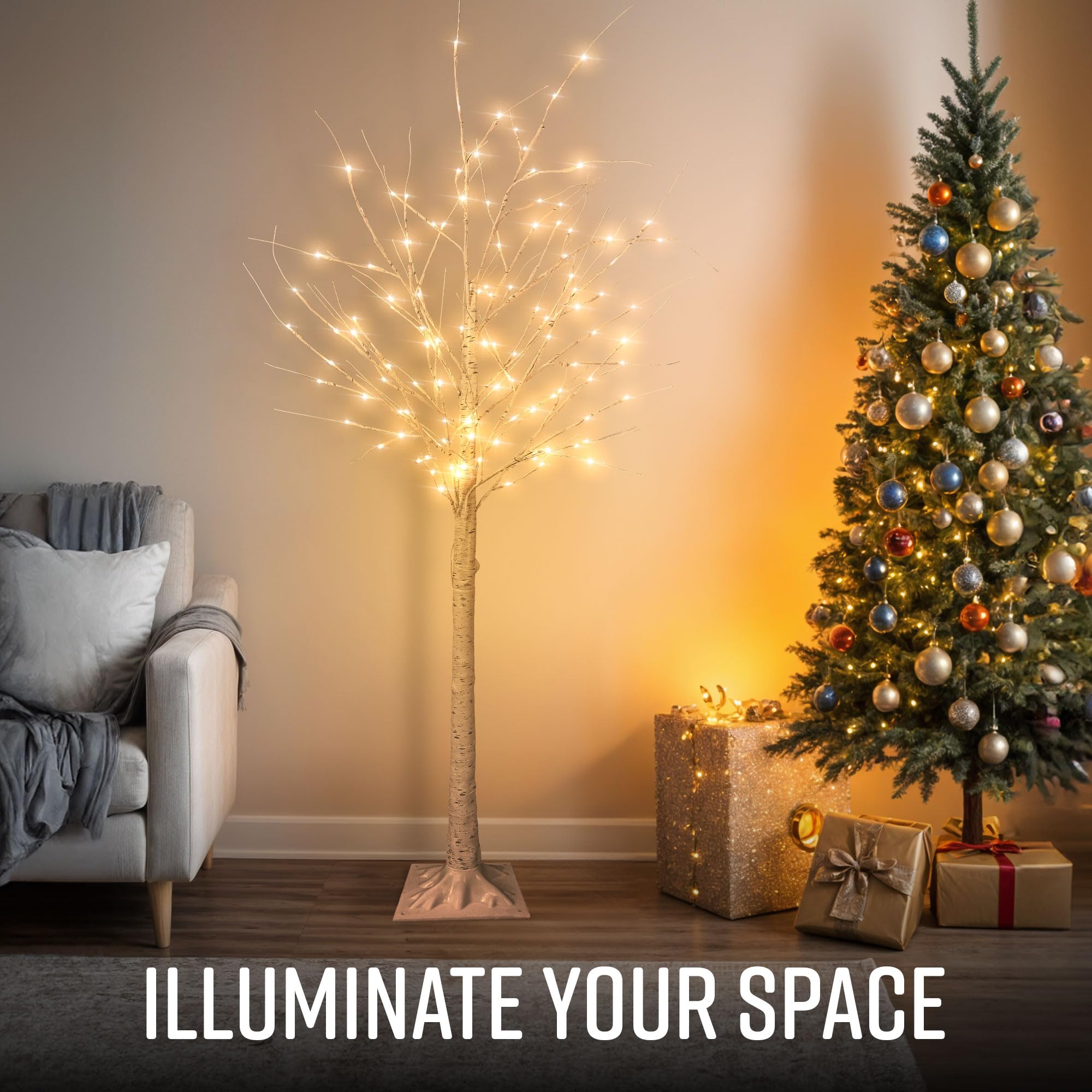 6ft Pre-Lit White Birch Tree