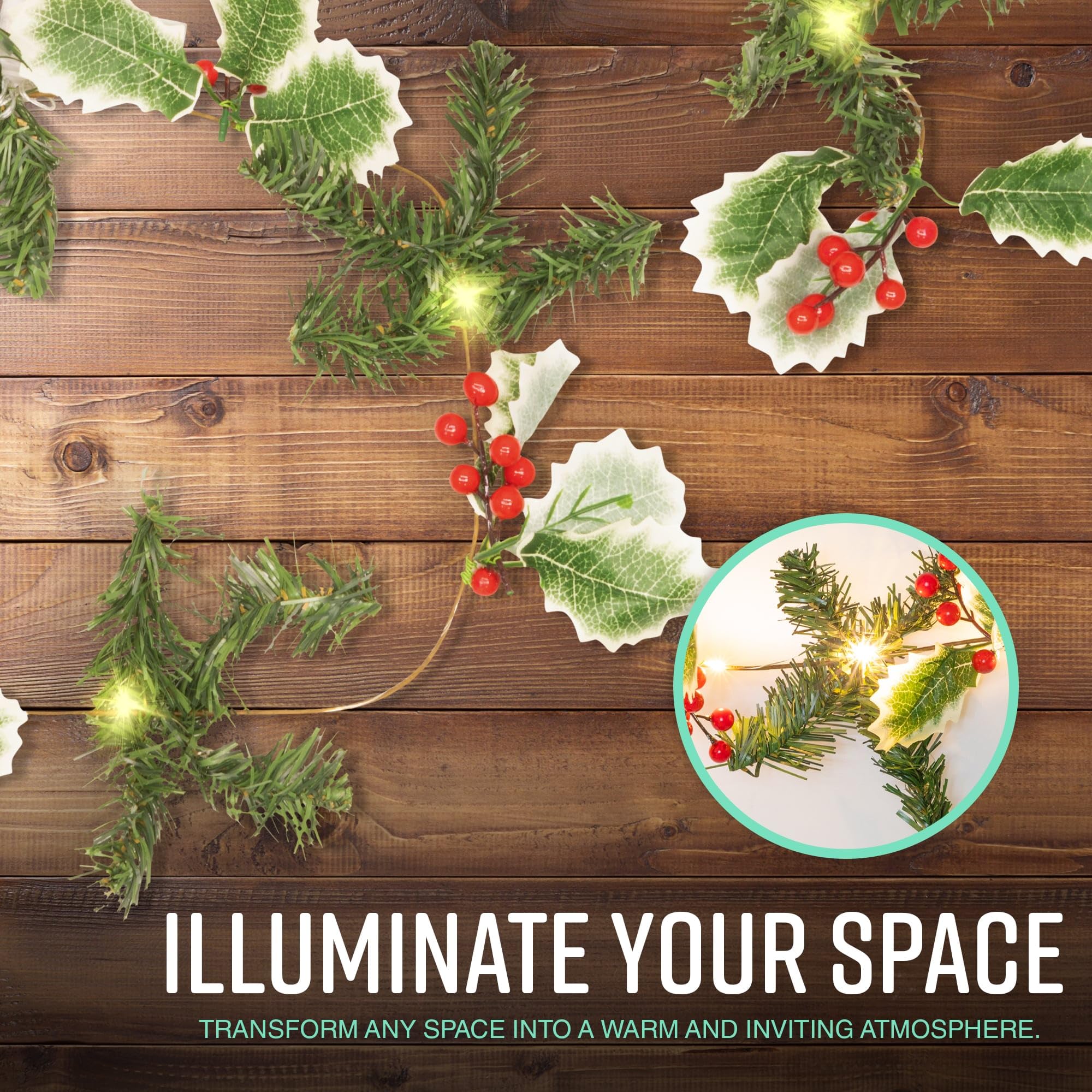 Pre-Lit Berry Christmas Garland